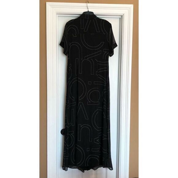 CALVIN KLEIN - 🎉HP🎉 NWT - L Sz 6 Short Sleeve Logo Maxi Illusion Shirtdress - Picture 9 of 16